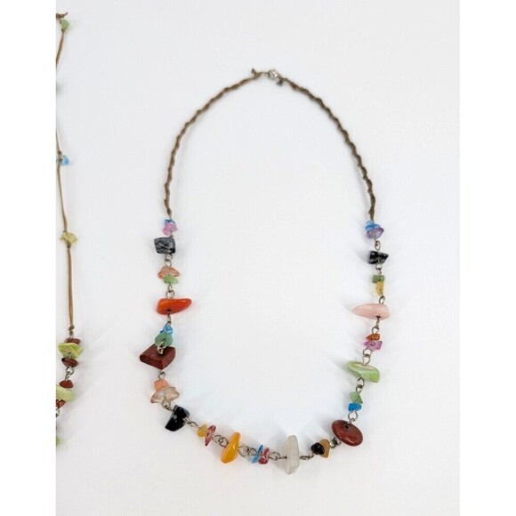 Boho Layered Necklace Chunky Stones Handmade Statement Piece Coachella Festival - Picture 5 of 9